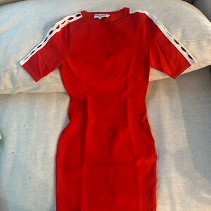 Red Dress with White Accents